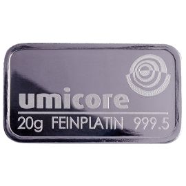Lingot Platine 20g - Pur à 999,99% - Certificat d'Authenticité