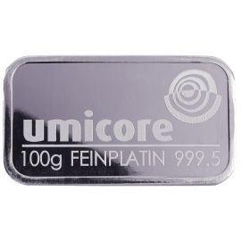 Lingot Platine 100g - Pur à 999,99% - Certificat d'Authenticité