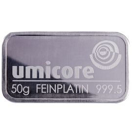 Lingot Platine 50g - Pur à 999,99% - Certificat d'Authenticité