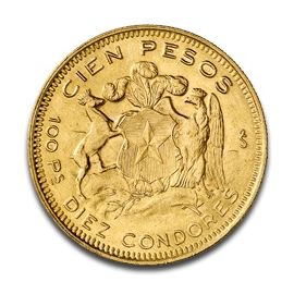 100 Pesos Chilien Liberty en Or - 18,3 g - Chili