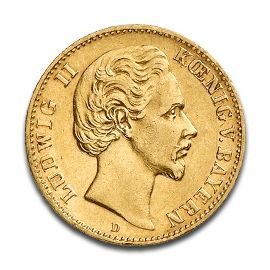 10 Mark Or Allemand - Roi Ludwig II en Or - 3,58 g - Allemagne