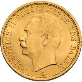 20 Mark Or Grand-Duc Friedrich II. Baden en Or - 7,16 g - Allemagne