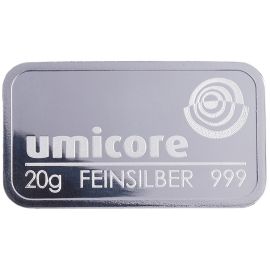 Lingot Argent 20g - Pur à 999,99% - Certificat d'Authenticité