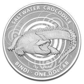 "Marin d'Australie Crocodiles: BINDI en Argent - 31,1035 g (1 Oz) - Australie Face