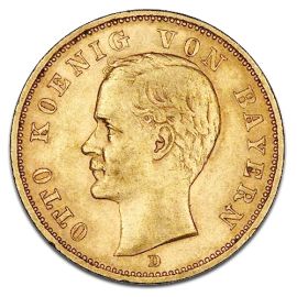 10 Mark d'or Allemand  Roi Otto en Or - 3,58 g - Allemagne Face