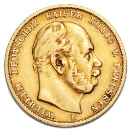 10 Mark Empereur Wilhelm I Prusse en Or - 3,58 g - Allemagne Face