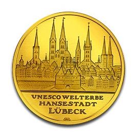 100 Euro Allemagne UNESCO Patrimoine Mondial Lubeck en Or - 15,5517 g - Allemagne Face