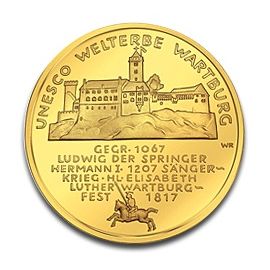100 Euro Allemagne UNESCO Patrimoine Mondial Wartburg en Or - 15,5517 g - Allemagne Face