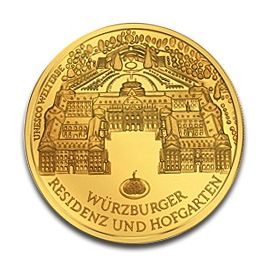 100 Euro Allemagne UNESCO Patrimoine Mondial Wuerzburg en Or - 15,5517 g - Allemagne Face