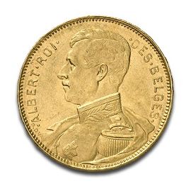 20 Francs Albert I. Belgique en Or - 5,81 g - Belgique Face