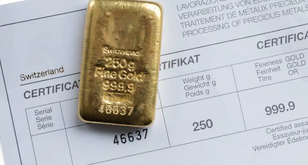 Qu’est-ce que le numéro de série sur un lingot d’or ? 1 Lingot d'Or avec certificat - 250g