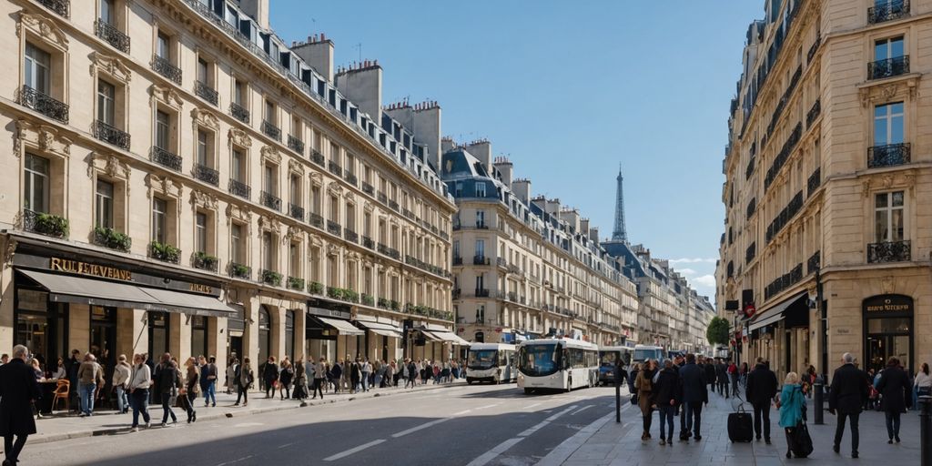 Historic Rue Vivienne with people and buildings