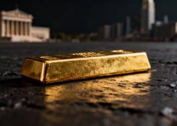 Lingot d'or sur fond sombre, évoquant les tensions commerciales.