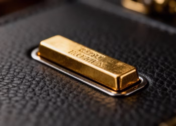 Lingot d'or brillant sur fond sombre