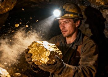 Extraction d'or dans une mine moderne.