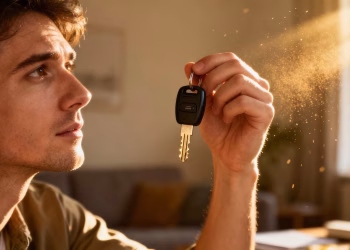 Clé de voiture et maison, concept d'assurance et de primes.