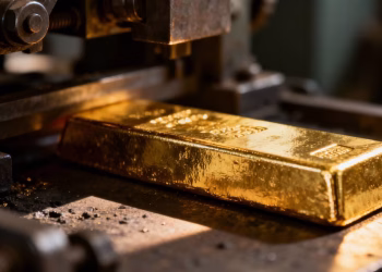 Barre d'or sur fond industriel