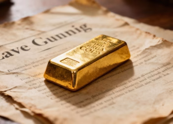 Barre d'or sur un document juridique ancien.