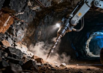 Robot minier travaillant dans une mine d'or.