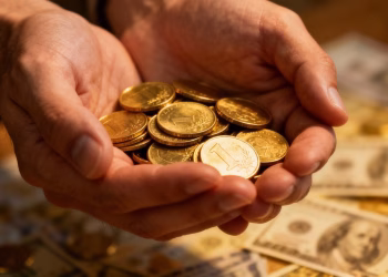 Mains tenant des pièces d'or, symbolisant l'investissement débutant.