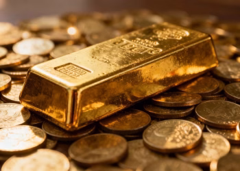 Barre d'or et pièces d'or