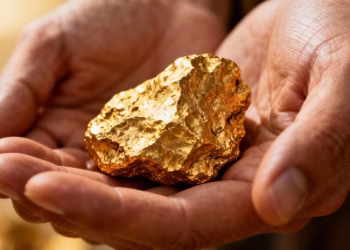 Expert examinant un lingot d'or