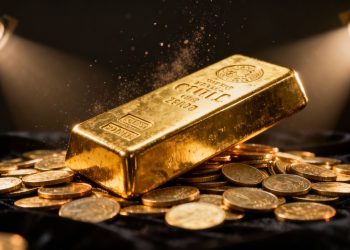 Barre d'or et pièces d'or