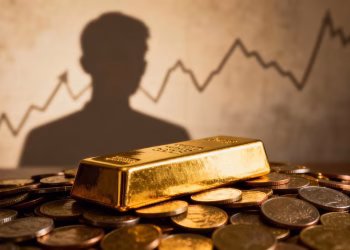 Barre d'or et pièces, symbolisant la prime de risque.