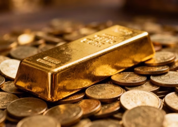 Barre d'or et pièces d'or