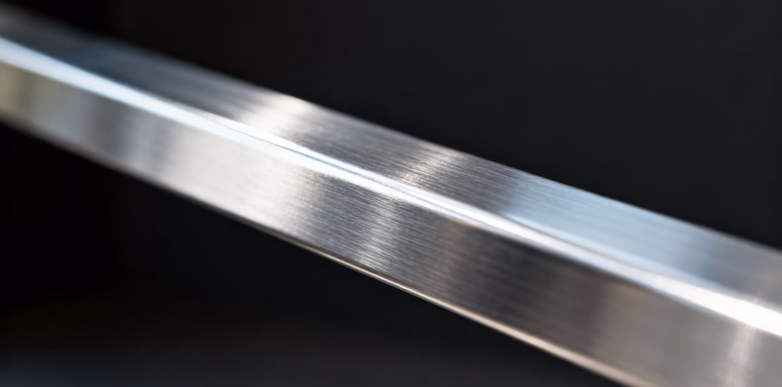 Barre d'argent brillant sur fond sombre.