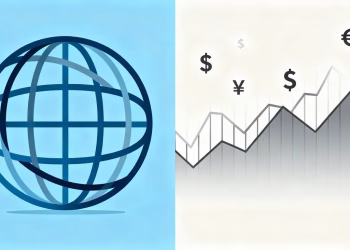 Globe et symboles financiers internationaux.