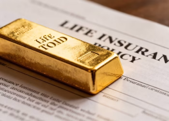 Lingot d'or sur un contrat d'assurance vie.