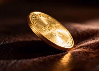 Une pièce d'or brillante et détaillée.