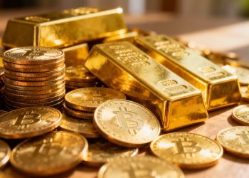 Pièces et lingots d'or brillants.