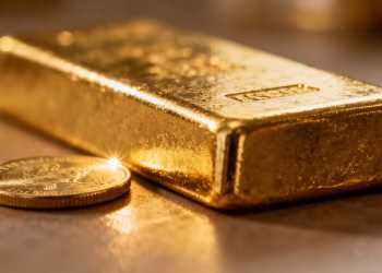 Barre d'or et pièce d'or