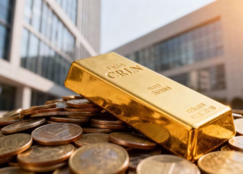 Barre d'or et pièces de monnaie, symbole de revenus passifs.
