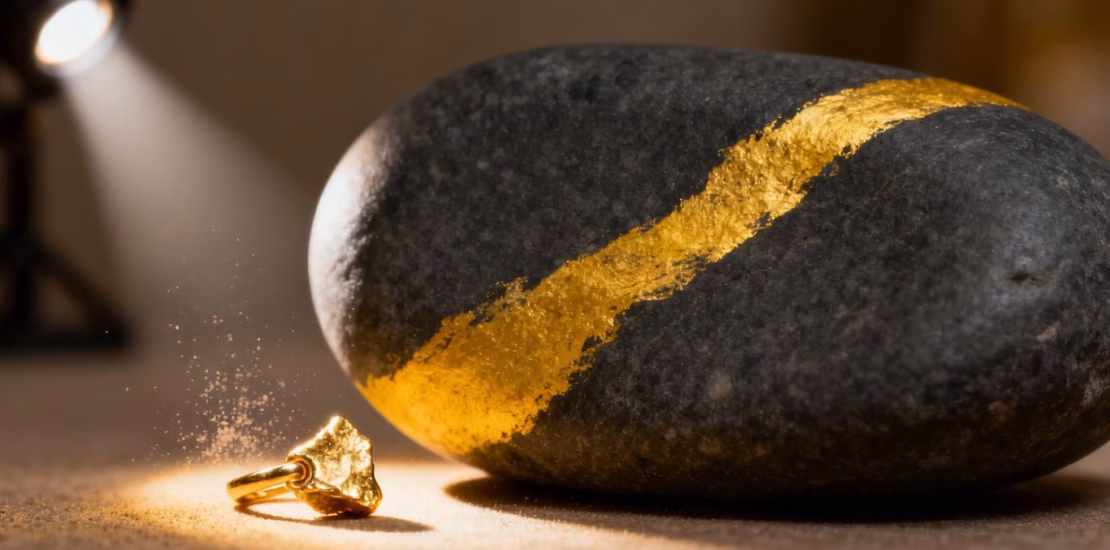 Pierre de touche et bijou en or pour test.