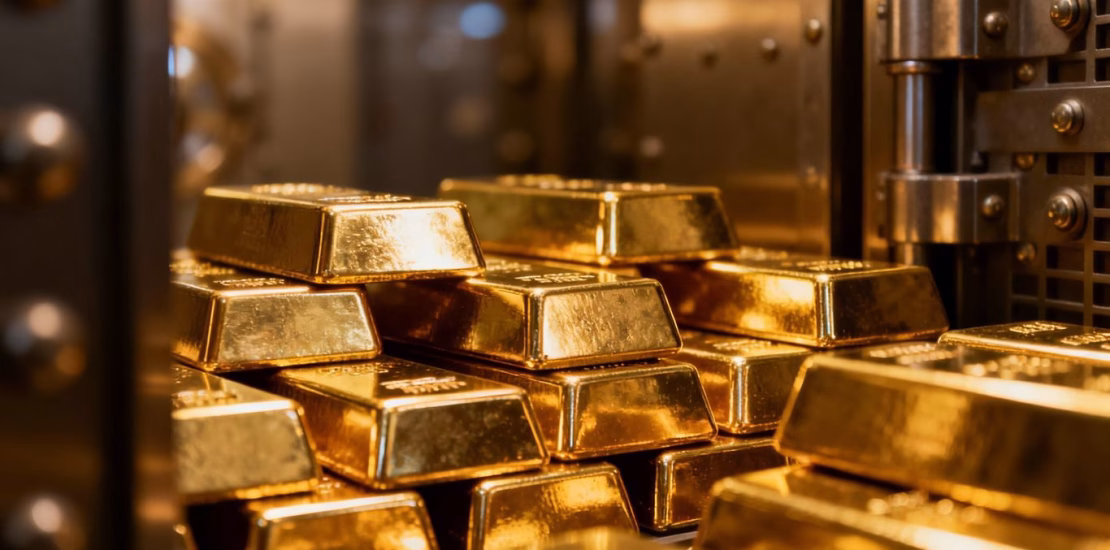 保险箱里的闪亮金条。