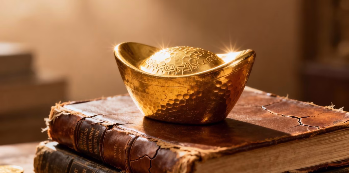 سبيكة ذهبية على كتب قديمة