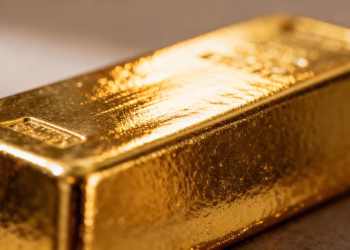 Barre d'or brillante, symbole de richesse et de sécurité.