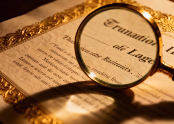 Document juridique avec loupe, clauses d'exclusion.