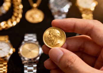 Pièces d'or et bijoux, marché de l'occasion