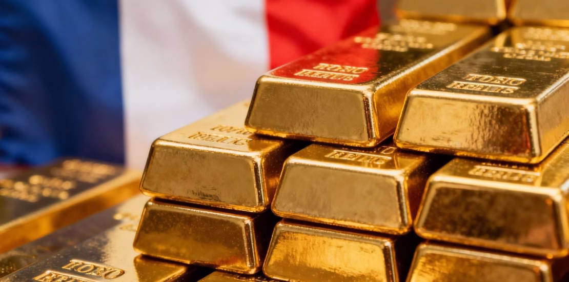 Lingots d'or et drapeau français
