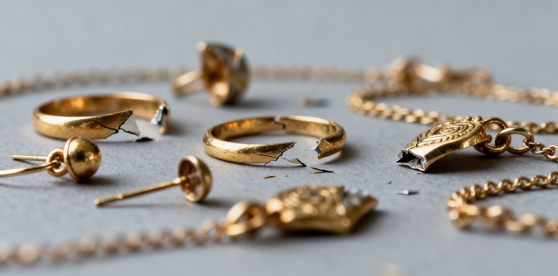 Bijoux en or cassés et endommagés