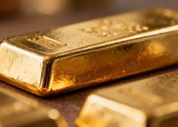 Barre d'or brillante, symbole de richesse et de sécurité.