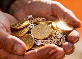 Mains tenant des pièces d'or et des bijoux pour un projet.