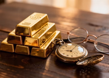 Lingots d'or avec montre de poche pour la retraite