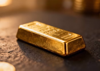 Lingot d'or sur fond sombre, symbole de sécurité.