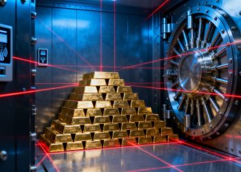 Stockage sécurisé d'or avec technologie avancée.