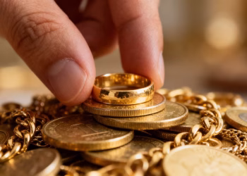 Pièce d'or et bijoux en période d'inflation.